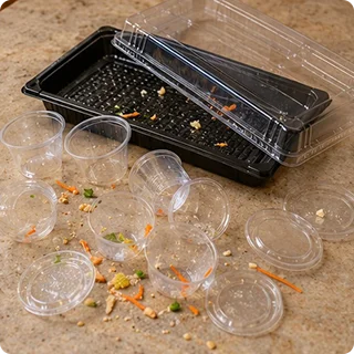 A collection of empty containers.